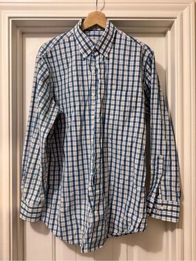Peter Millar - Men's Blue & White Plaid Button-Down Shirt